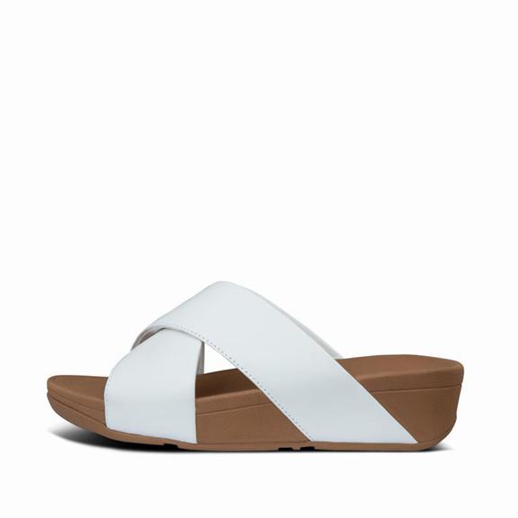 Mules Femme Fitflop Lulu Cuir Criss Cross Blanche (NKV975318)